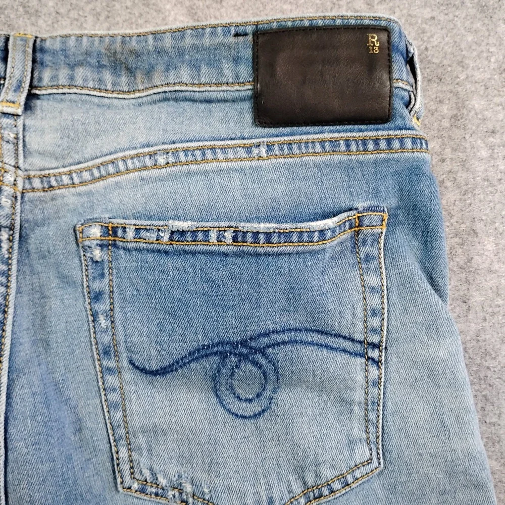 R13 Mens Slim Fit Light Wash Distressed Blue Jeans Made in Italy  32x27 - Picture 16 of 16